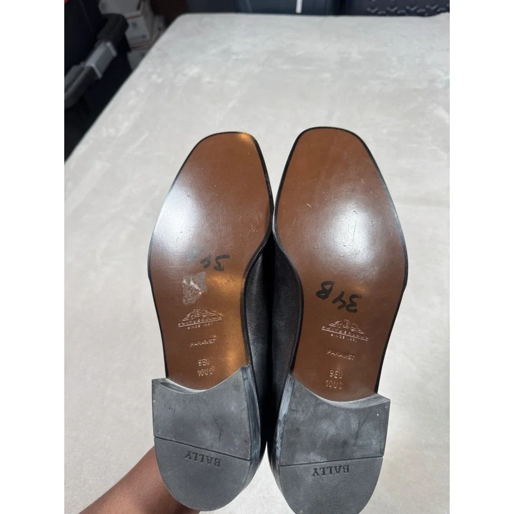 Bally Switzerland Moc Tassel Loafers Size 10 D Black Leather MINT